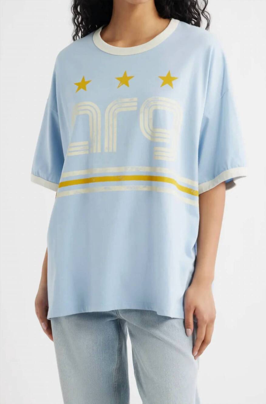 NEW DAYDREAMER women's argentina world cup ringer top in fresh blue